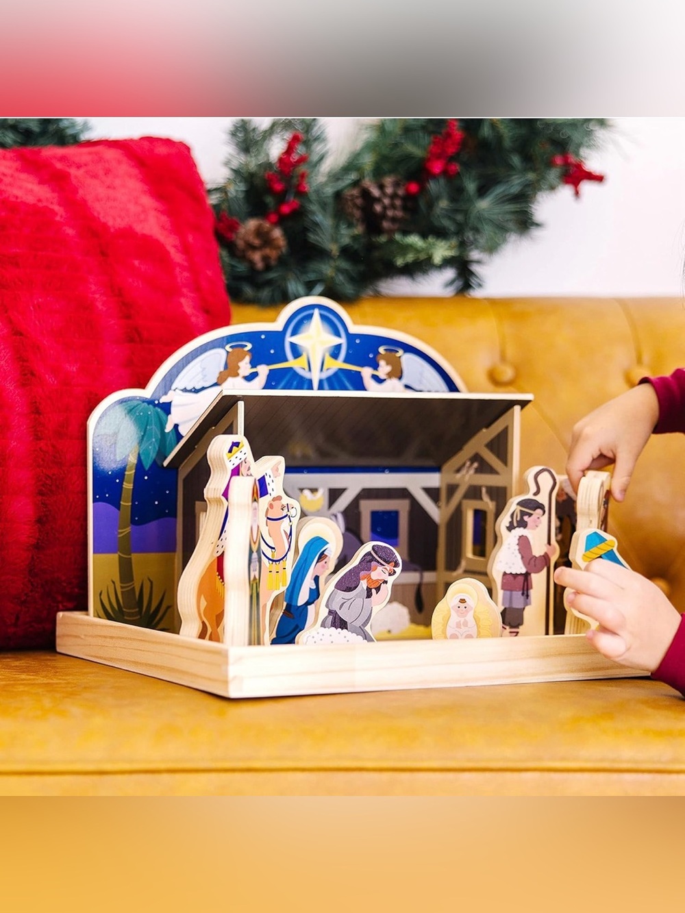 Melissa & Doug Classic Wooden Christmas Nativity Set Wooden Figures